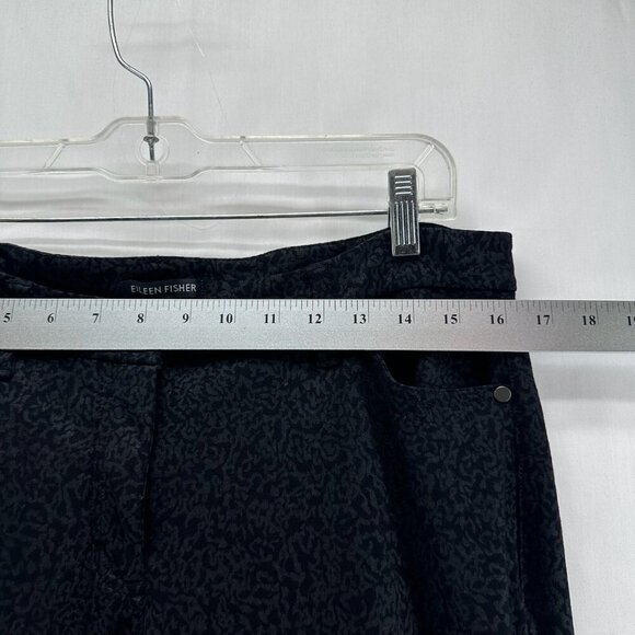 Eileen Fisher Pants Womens 12 Filigree Print Ponte Skinny Mid Rise Jegging Black - Picture 9 of 11